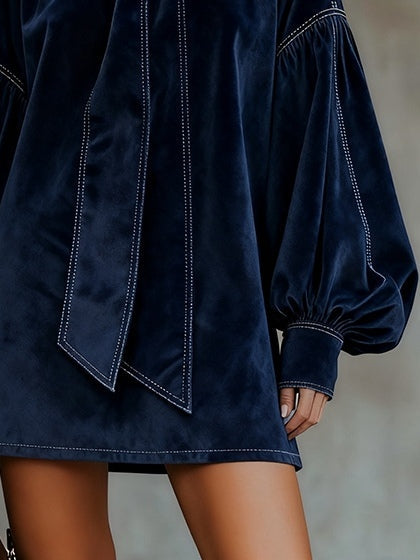Tiphaine | Velvet Bow Mini Dress