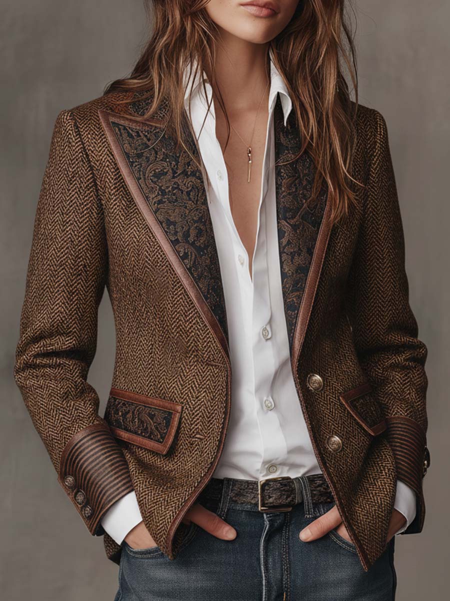 Francesca | Blazer con Inserti a Zigzag Stampati
