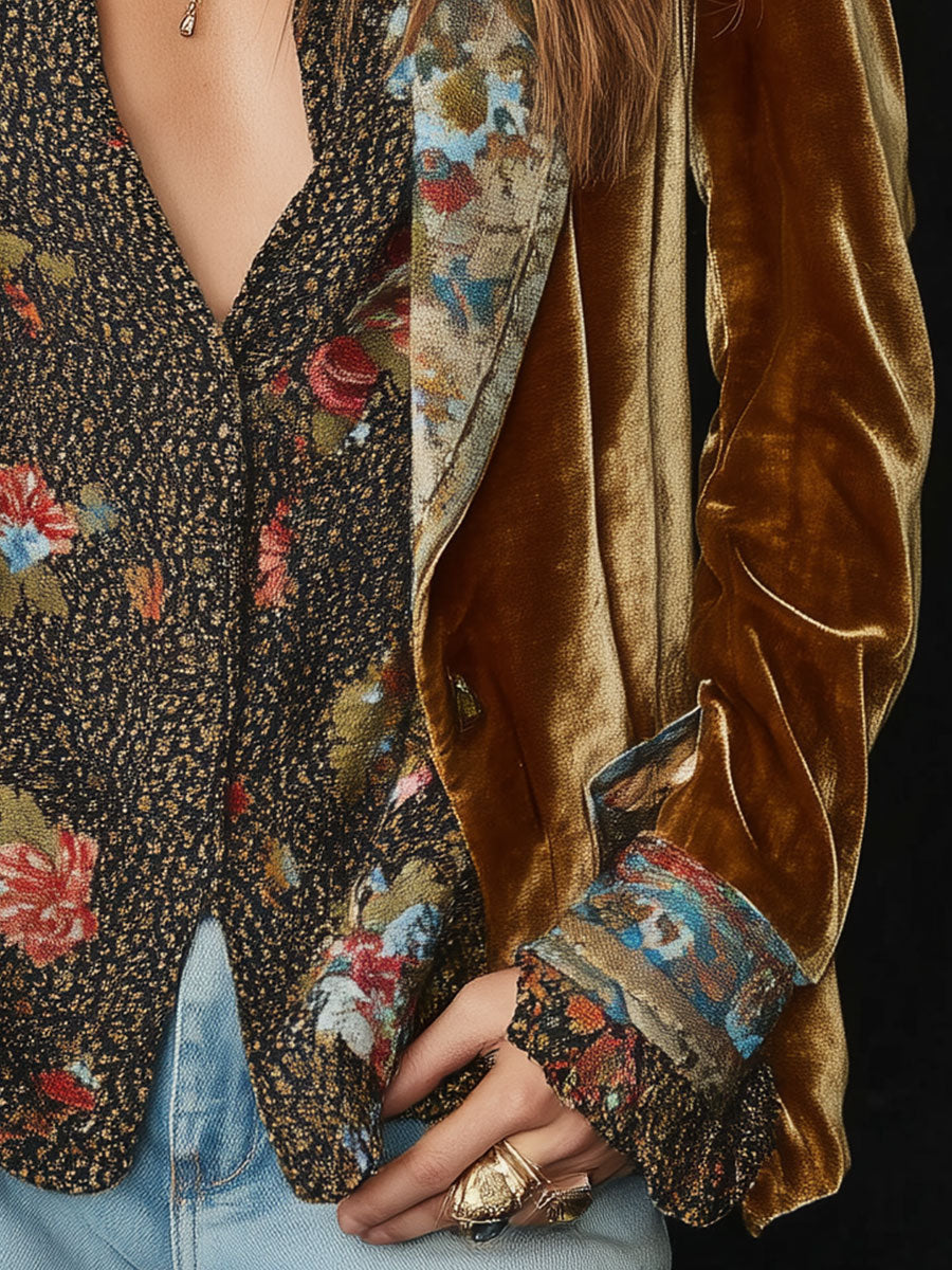 Barbara | Blazer Patchwork Stampato Floreale Vintage