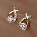 Soledad - Gold Cross and Cubic Zirconia Earrings