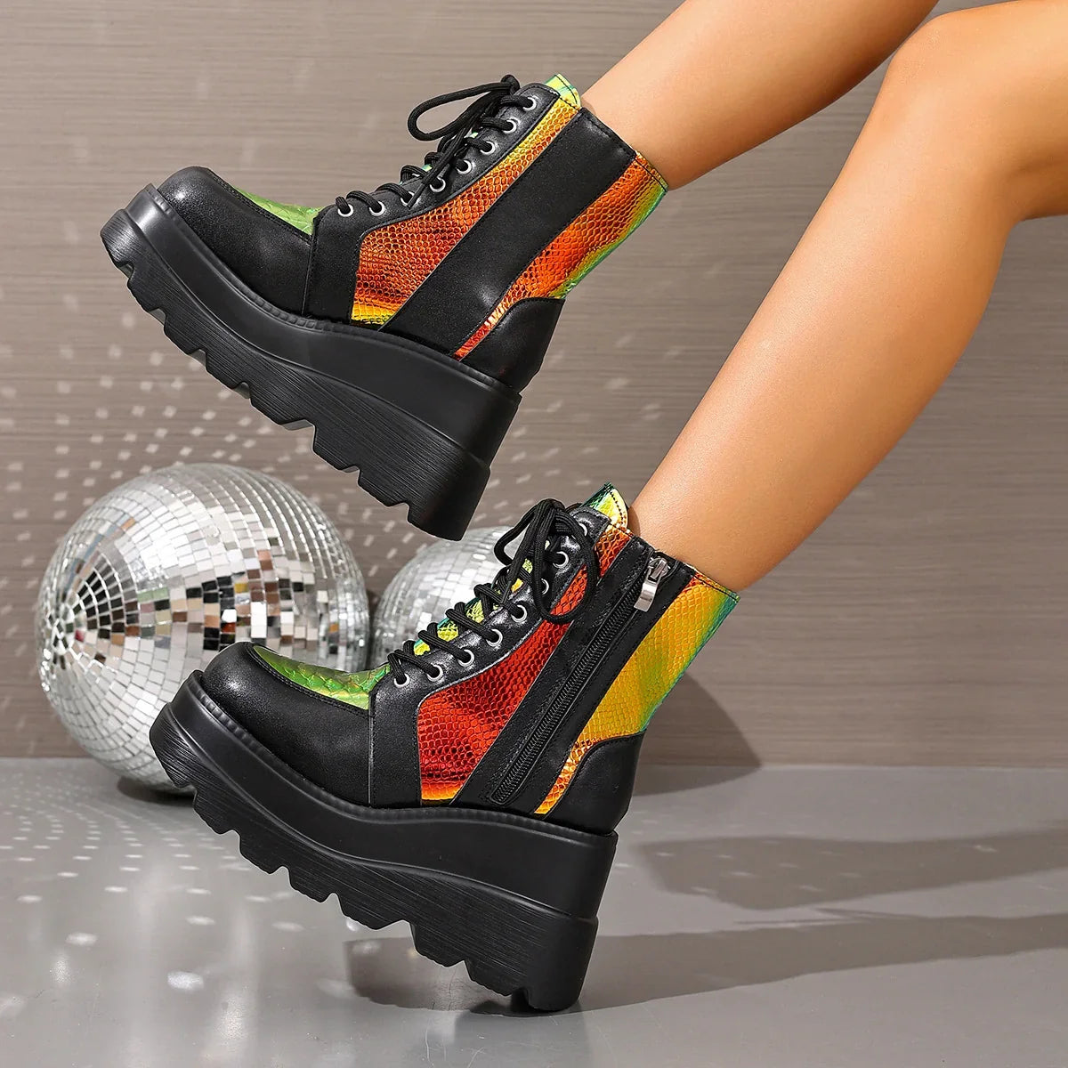Boots For Women | Chunky Platform Lace-Up Side Zip