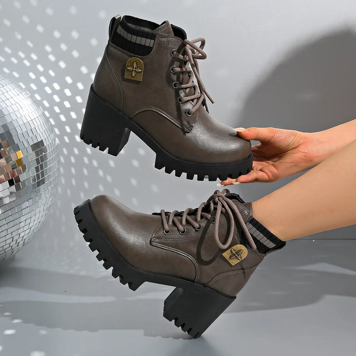 Boots For Women | Platform Lug Sole Lace-Up