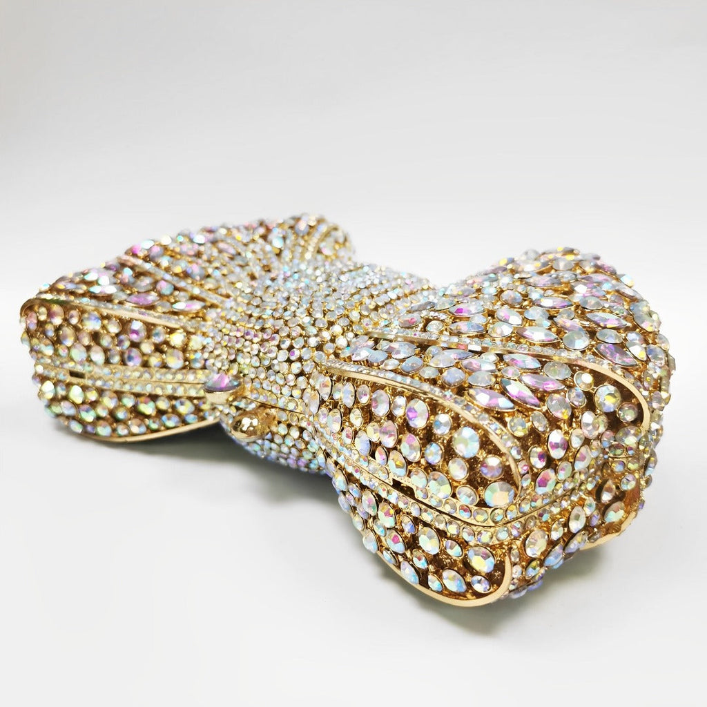POCHETTE CON FIOCCO E STRASS - BIANCA