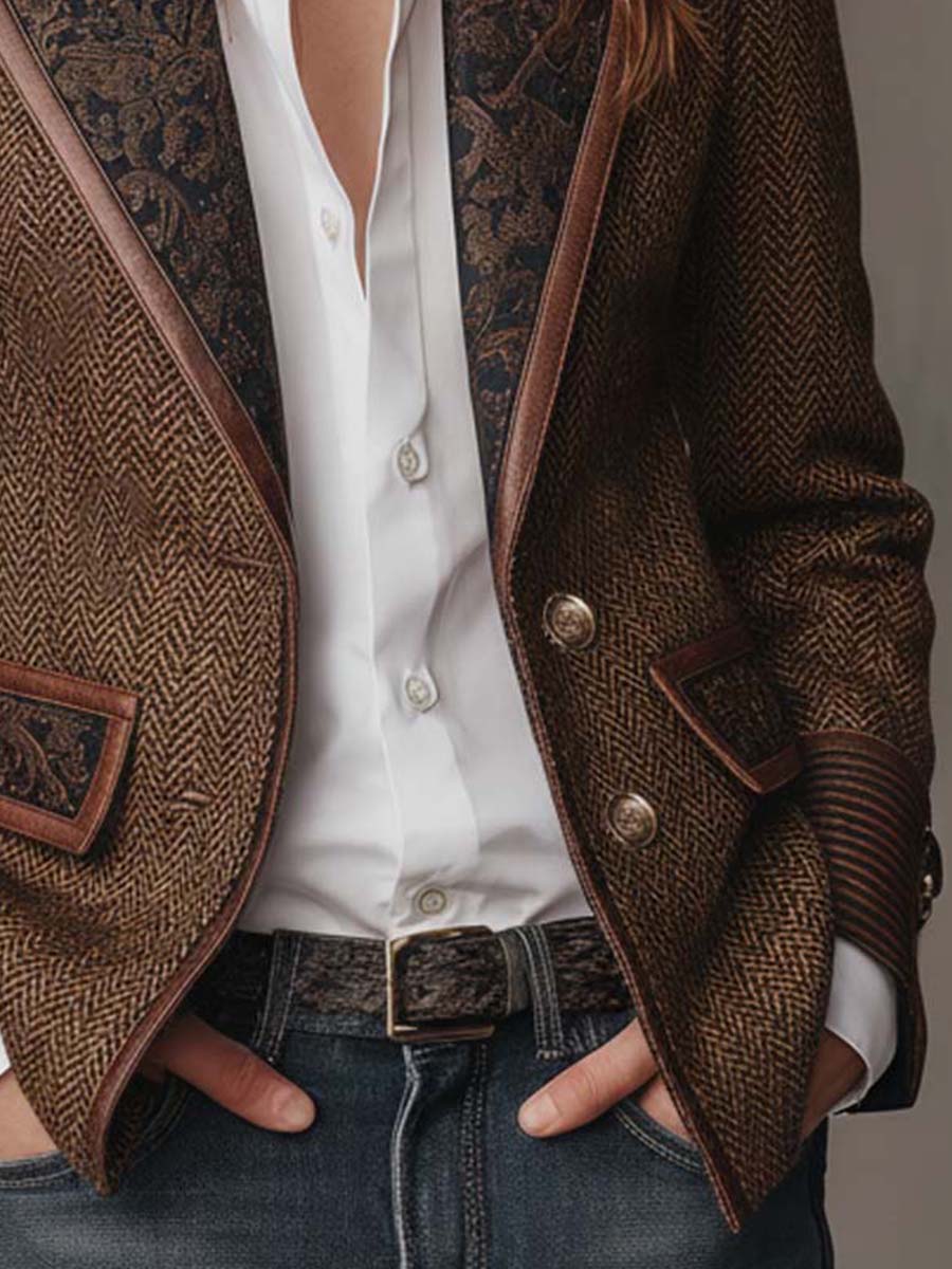 Francesca | Blazer con Inserti a Zigzag Stampati