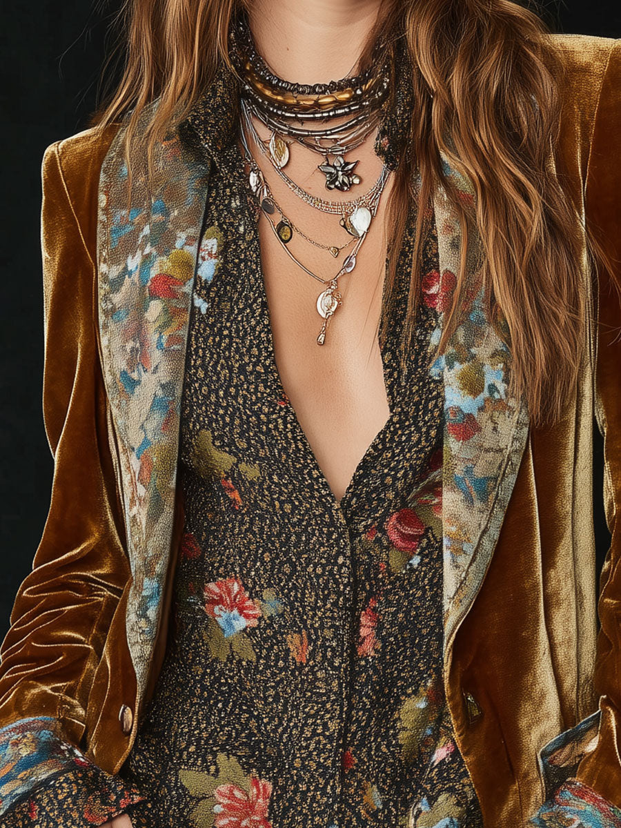 Barbara | Blazer Patchwork Stampato Floreale Vintage