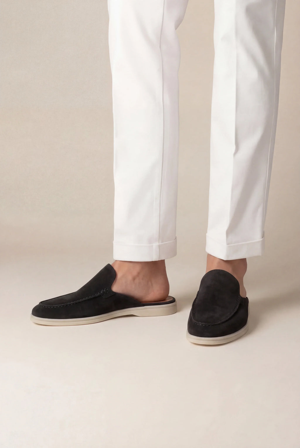 Black suede boat shoe moccasin