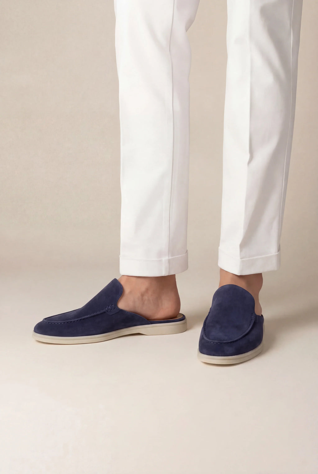 Navy blue suede boat shoes