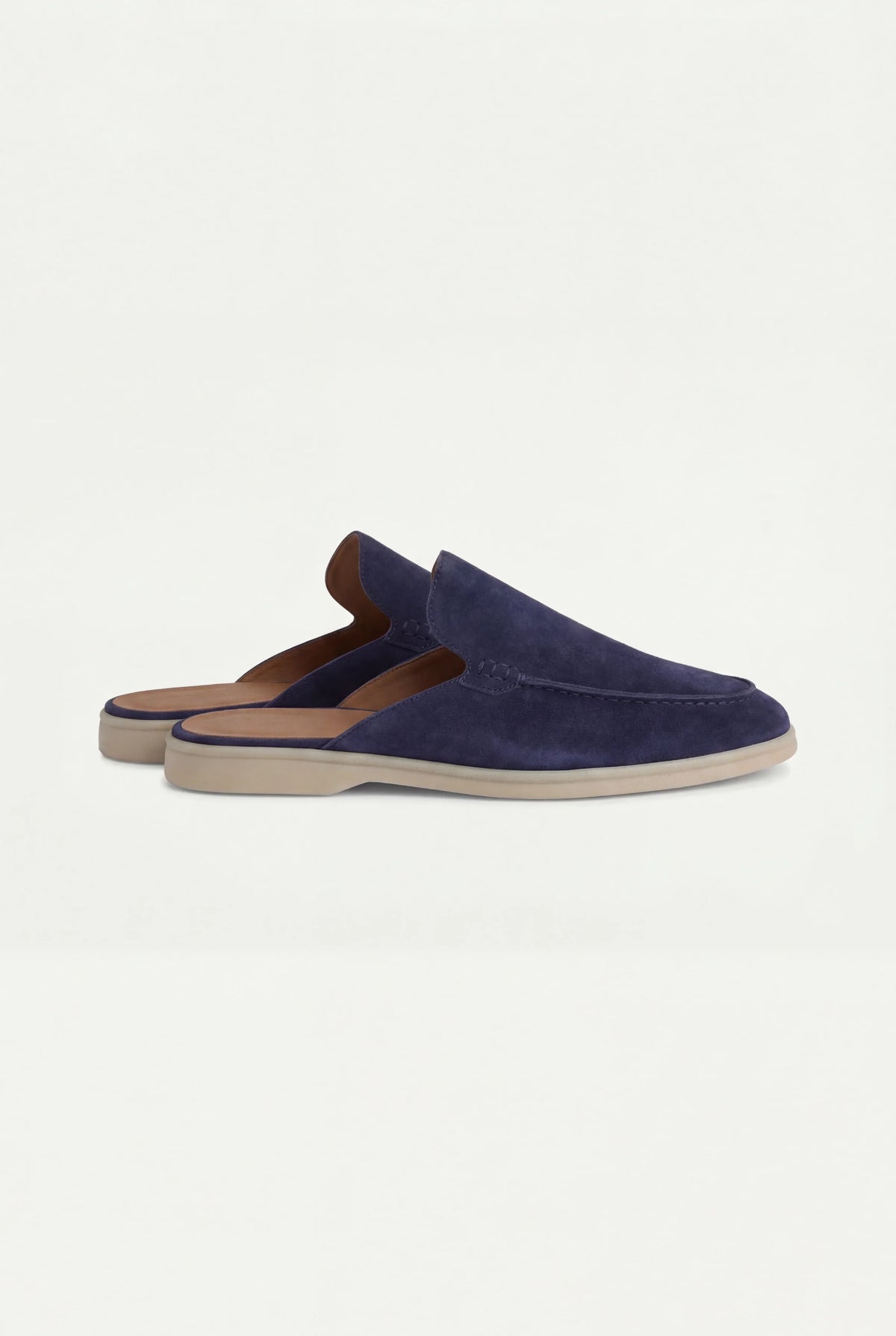 Navy blue suede boat shoes