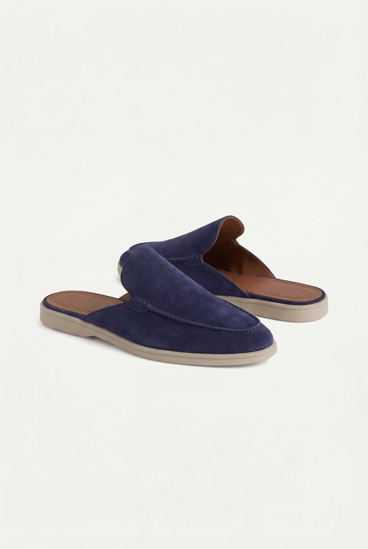 Navy blue suede boat shoes