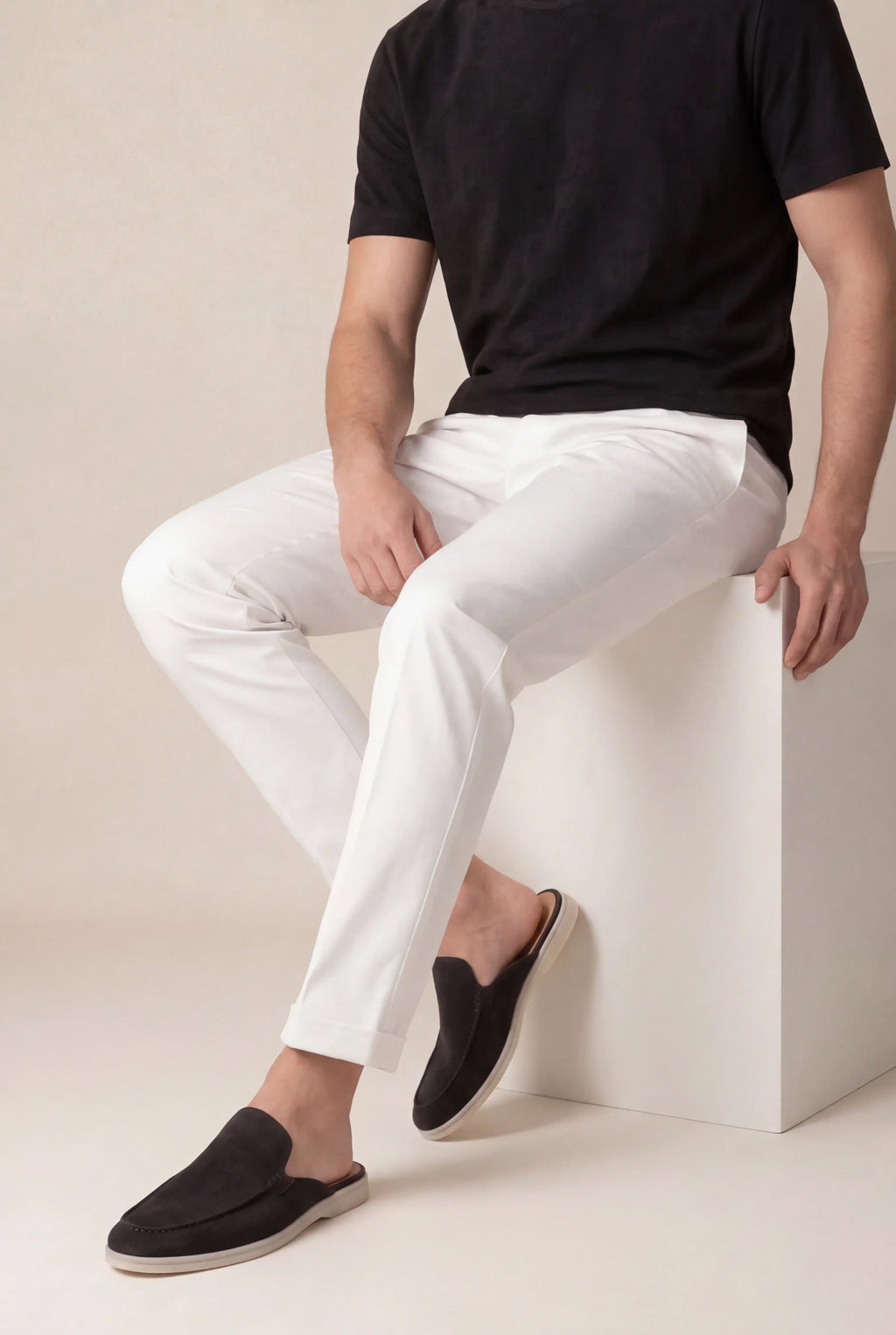 Black suede boat shoe moccasin