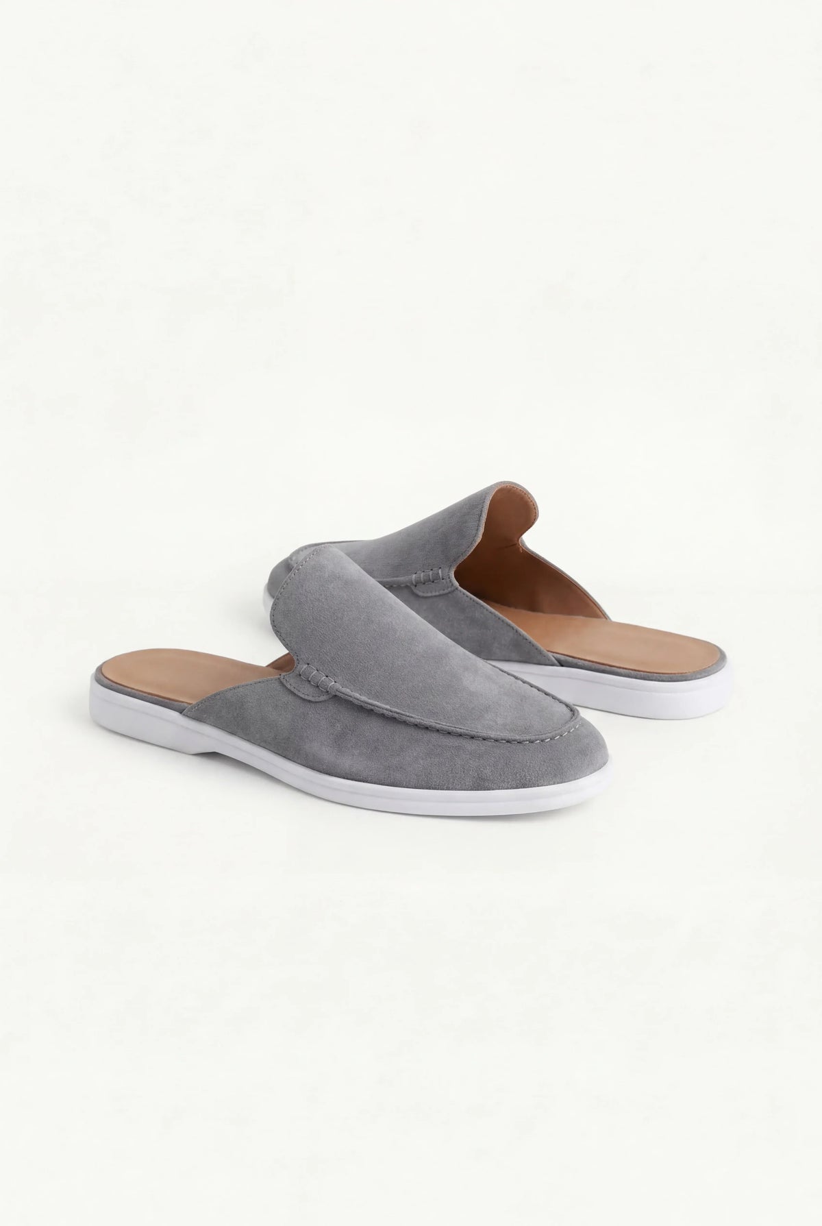 Gray suede moccasins