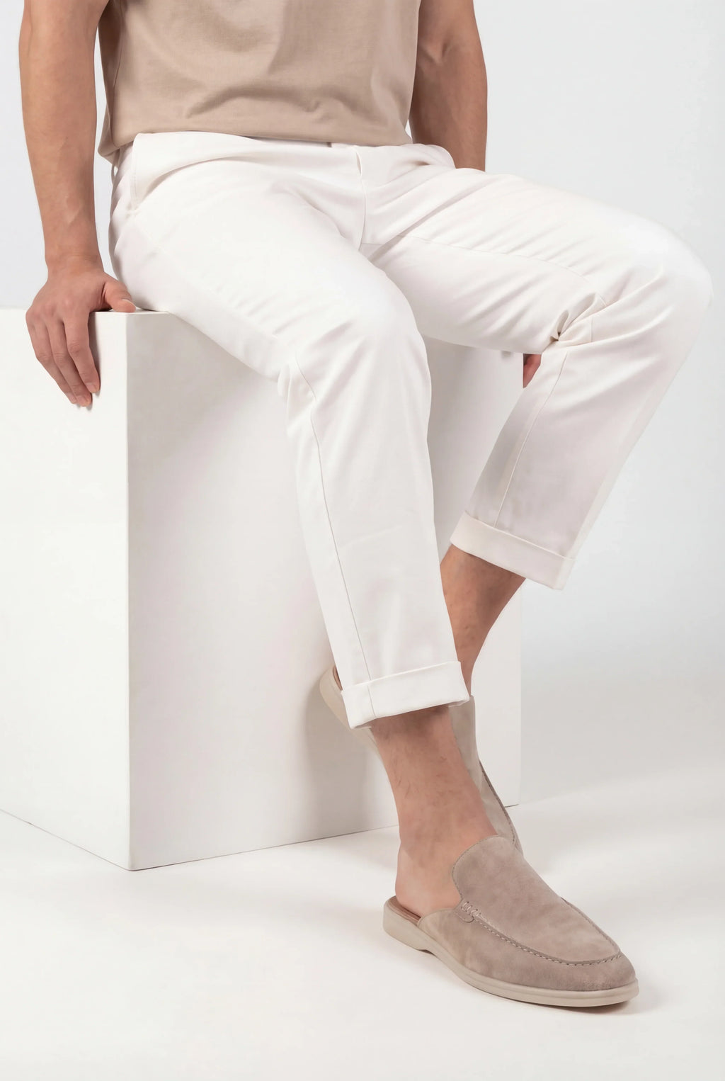 Beige suede boat shoes