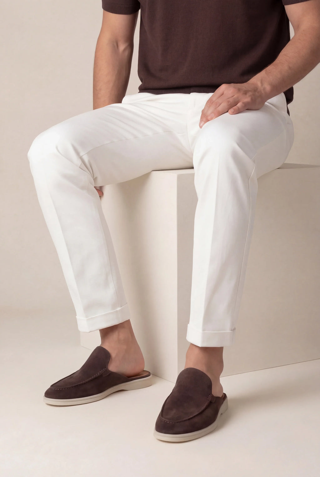 Brown suede boat shoe loafer