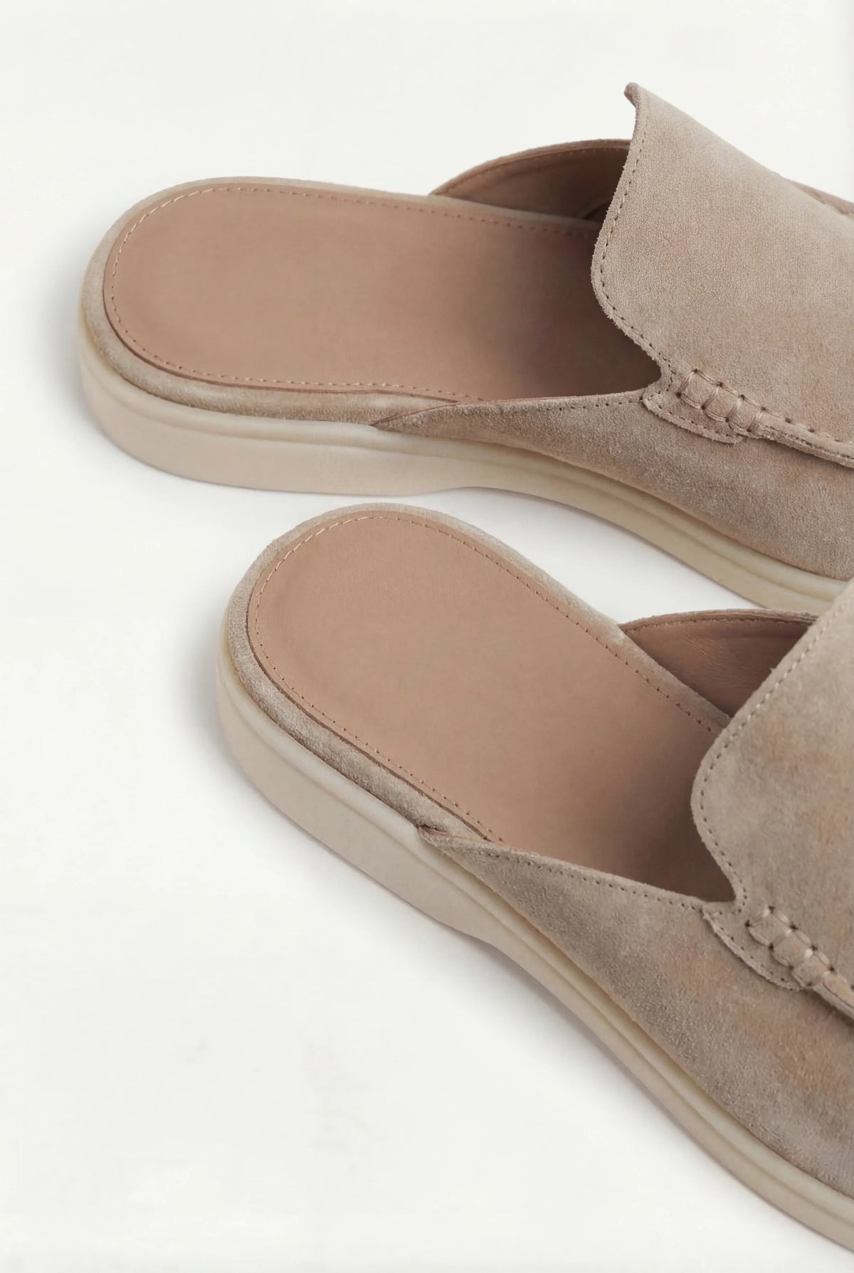 Beige suede boat shoes