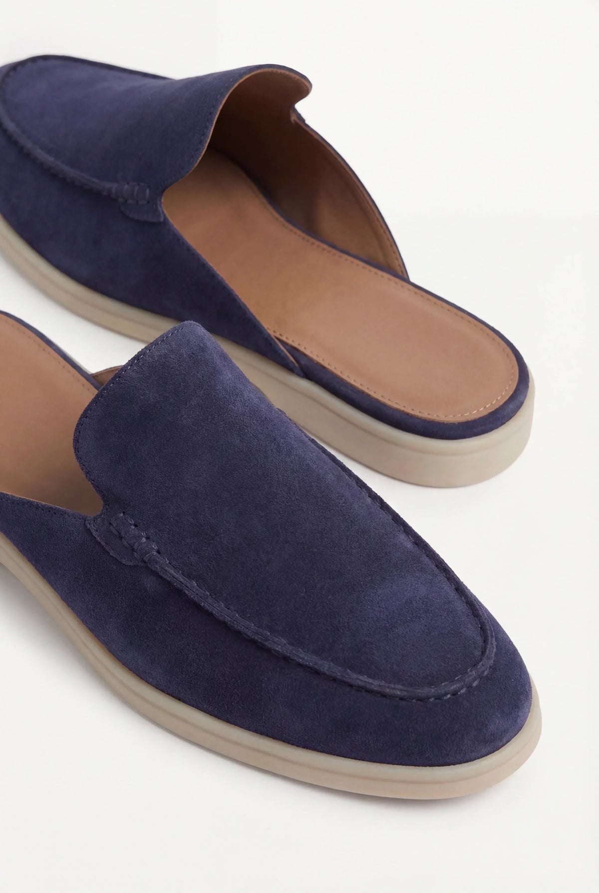 Navy blue suede boat shoes