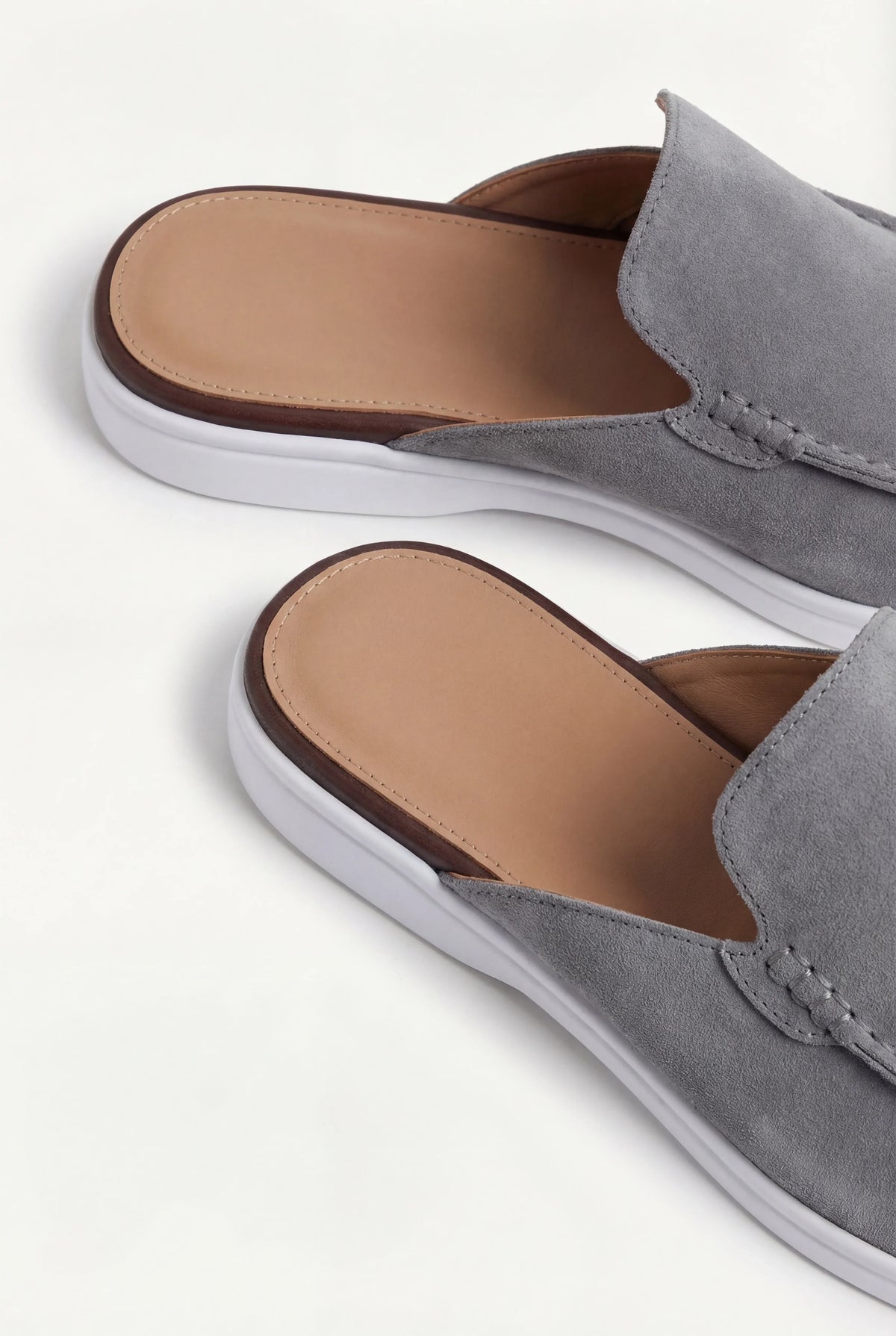 Gray suede moccasins