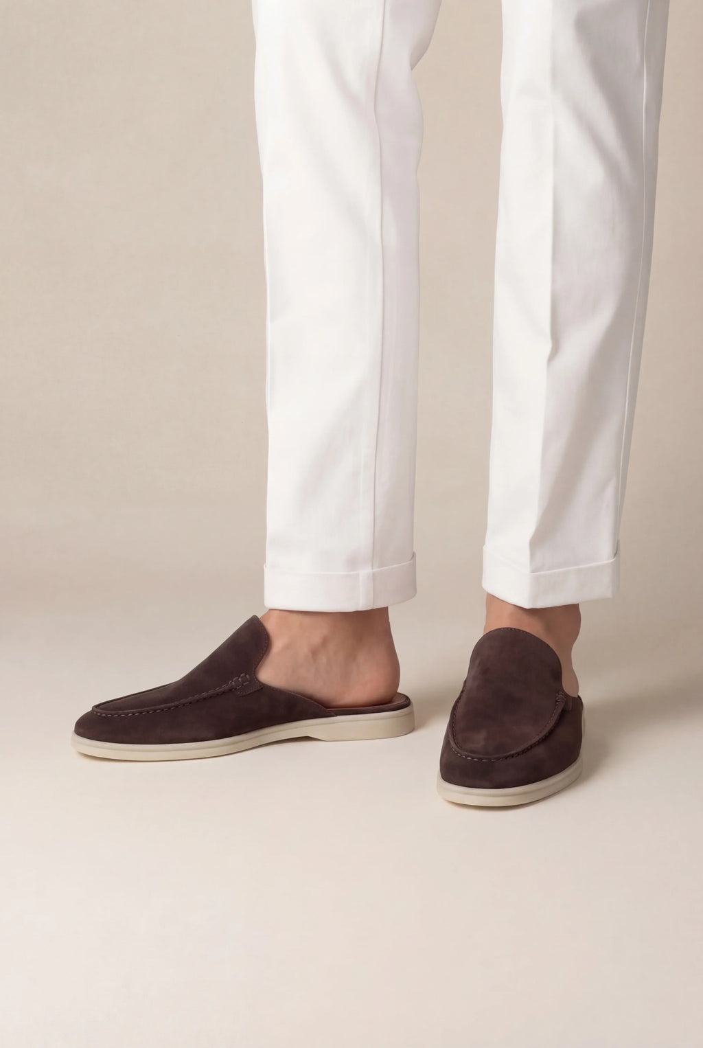 Brown suede boat shoe loafer