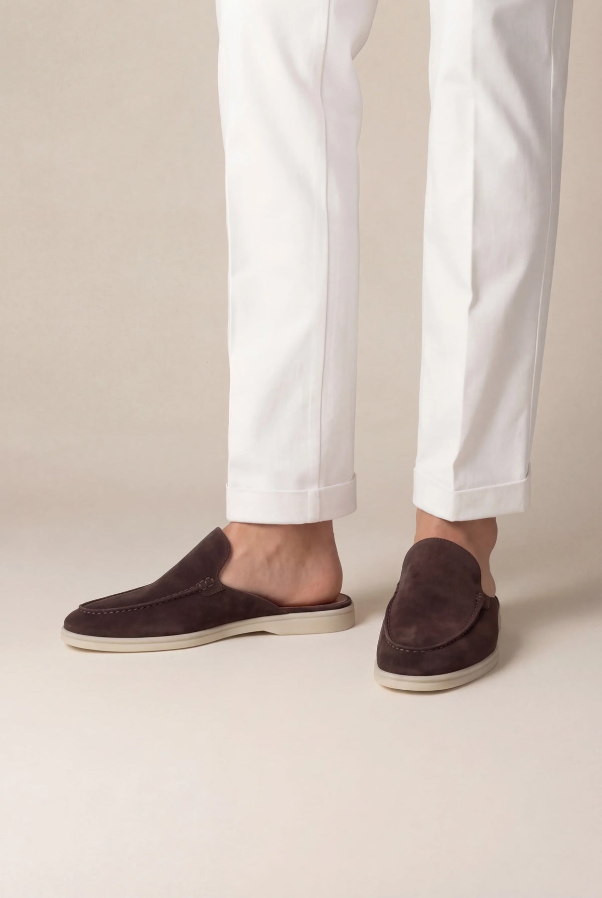 Brown suede boat shoe loafer