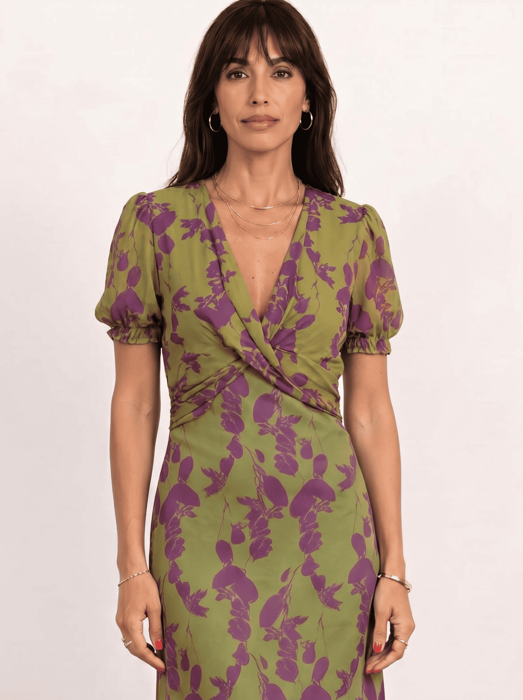 Printed midi dress with spaghetti straps