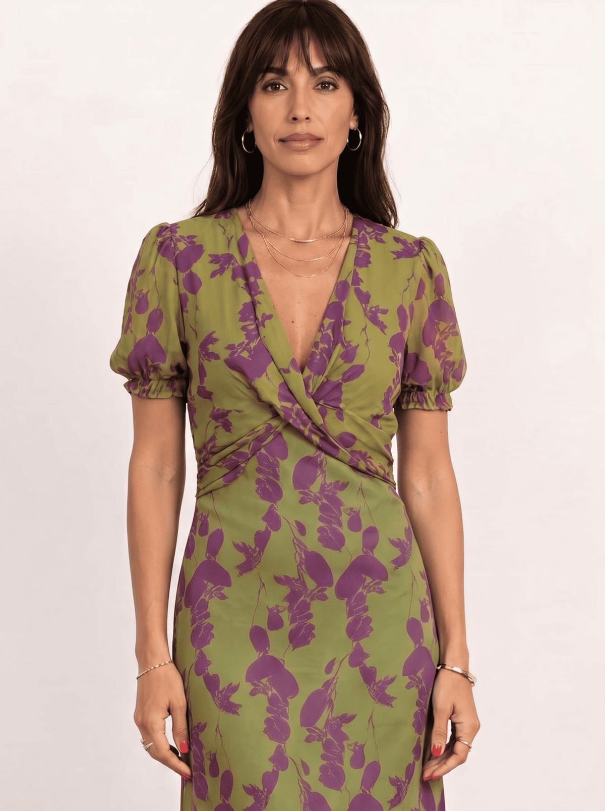 Printed midi dress with spaghetti straps