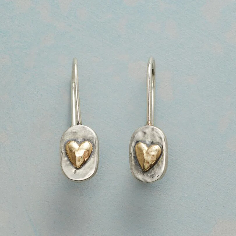 Macarena - Silver and Gold Heart-Shaped Earrings