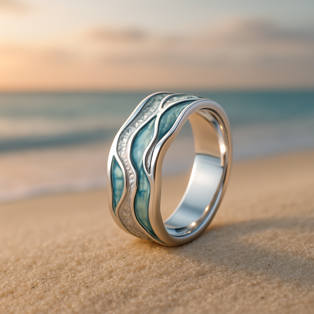 Regina - Turquoise Wave Ring in Silver