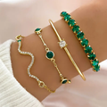 Aurora - Vintage Bracelet Set with Green Cubic Zirconia