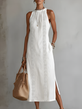 Jimena | Casual Embroidered Mandarin Collar Midi Dress