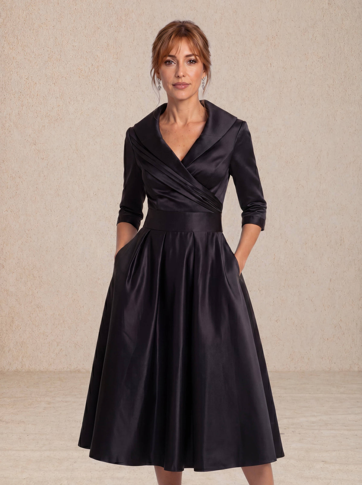 Elegant satin midi dress