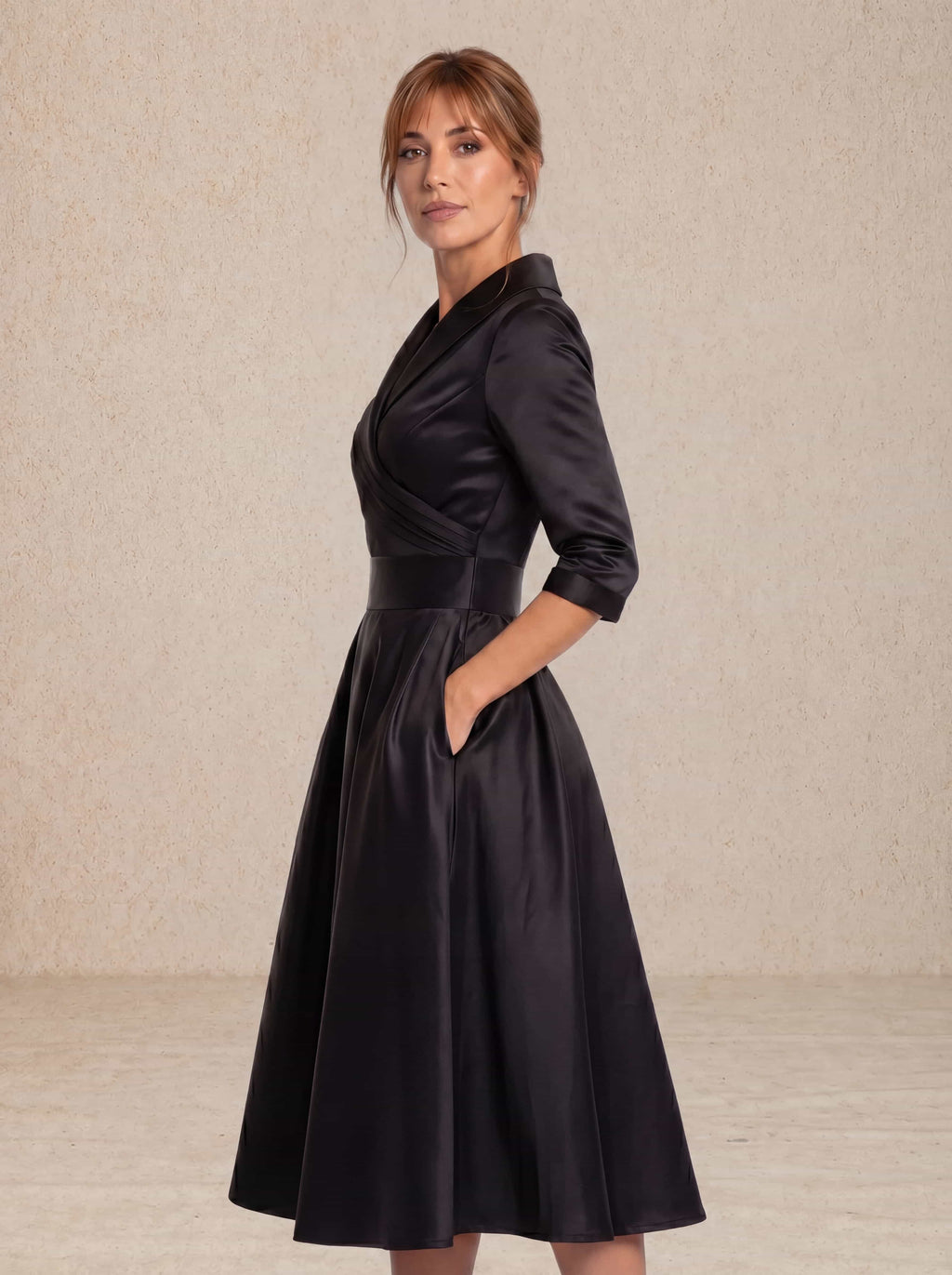 Elegant satin midi dress