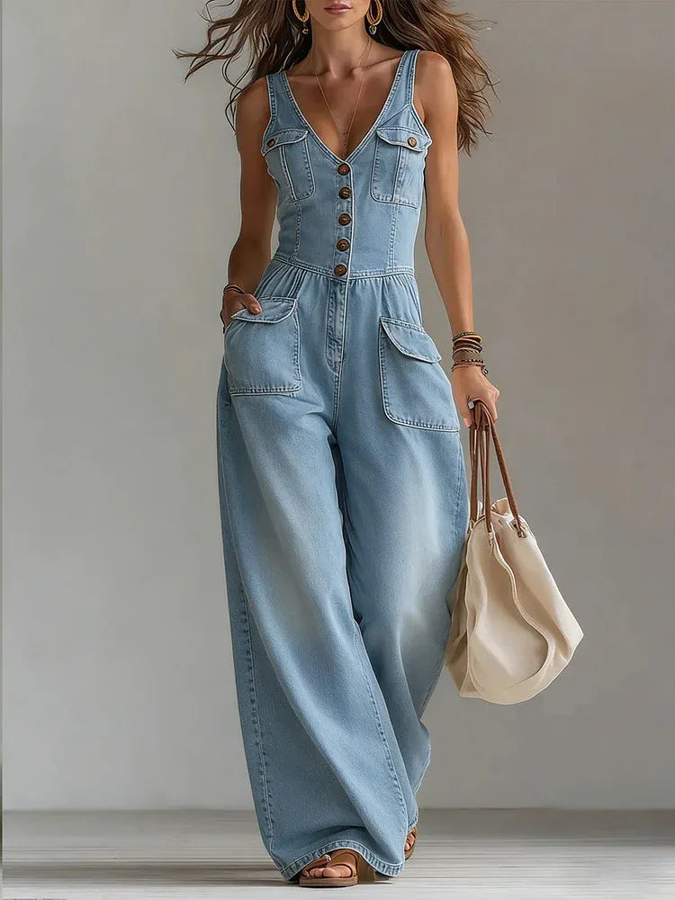 LEIRE | Relaxed-Fit Casual Denim Jumpsuit