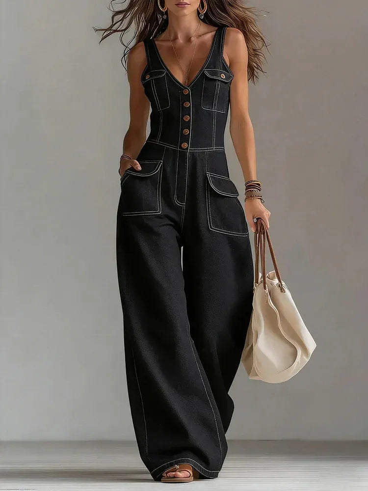 LEIRE | Relaxed-Fit Casual Denim Jumpsuit