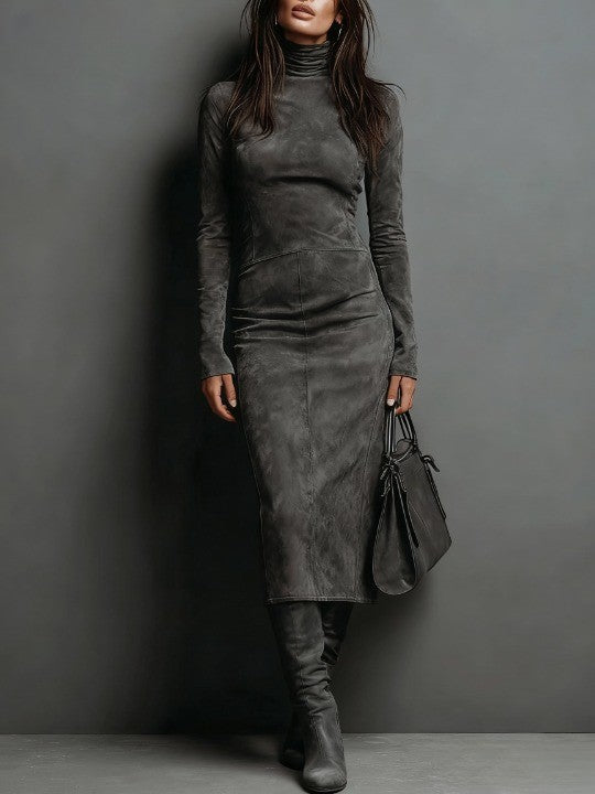 Lorène | Vestido midi largo café