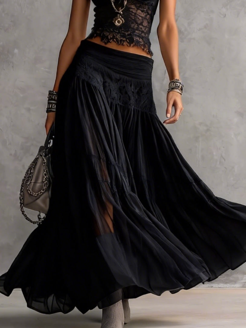 Juliette | Lace Top and Pleated Chiffon Skirt Set