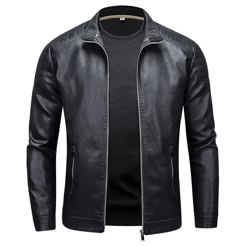 Alberto | High-Neck Leather Jacket