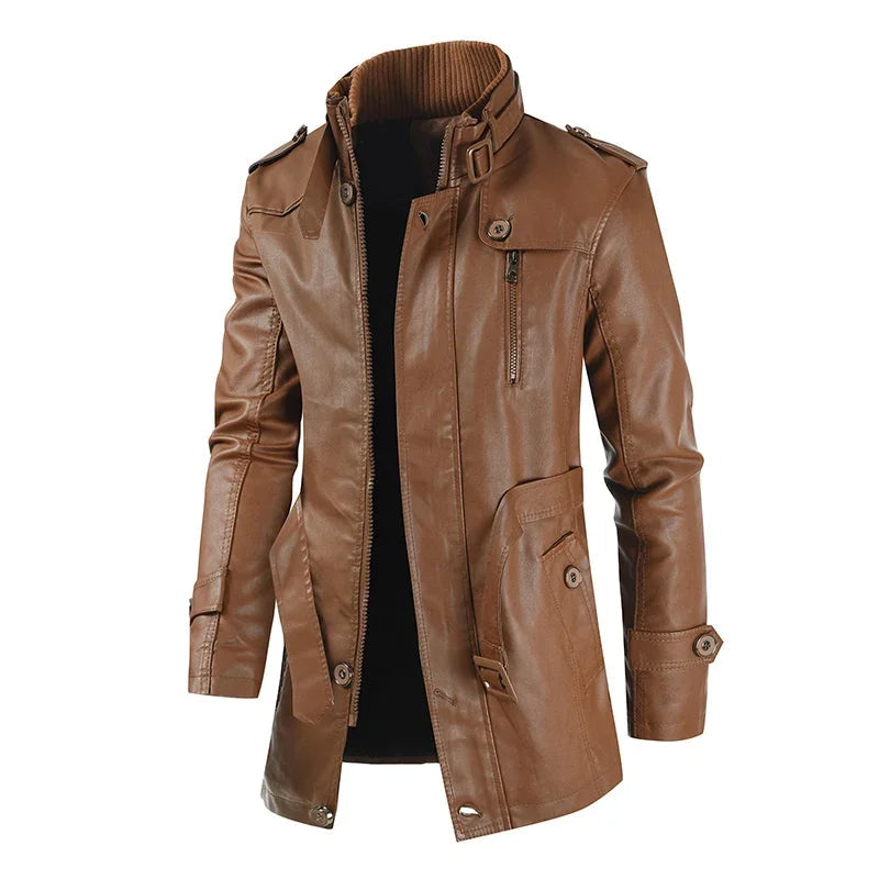 Filippo | Long Leather Biker Jacket