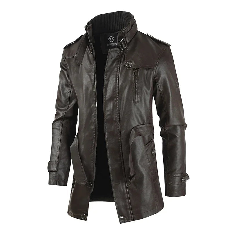 Filippo | Long Leather Biker Jacket