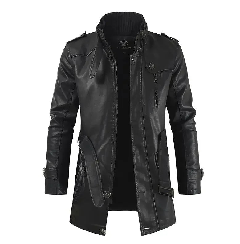 Filippo | Long Leather Biker Jacket