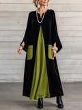 Gia | Vestido de terciopelo color block elegante y artístico