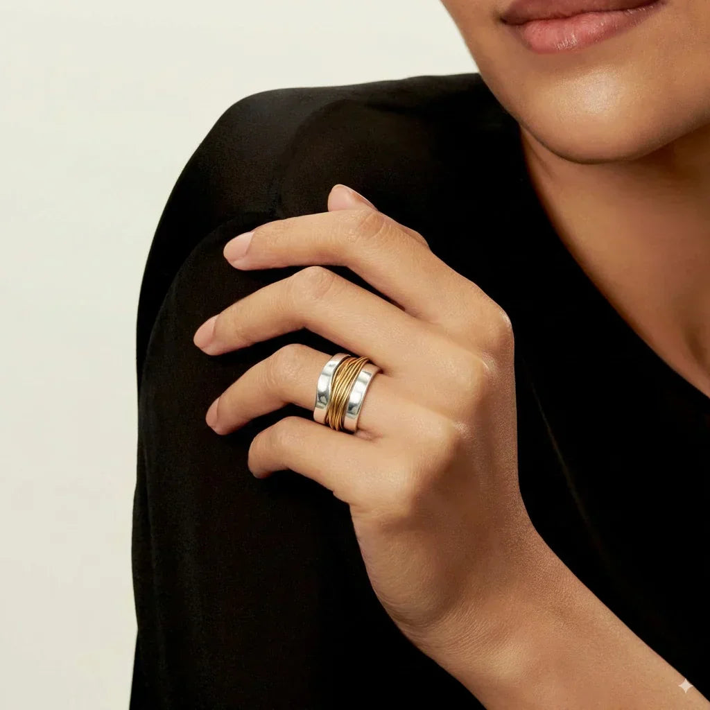 Carmen - Silver Ring with Gold Wire