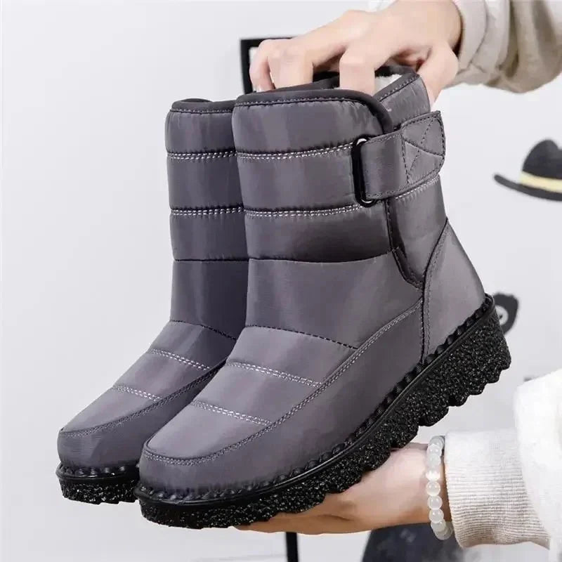 Waterproof Boots For Women | Quilted Ankle Buckle Chunky Sole